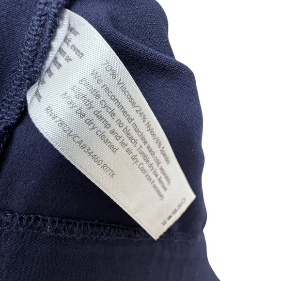 Eileen Fisher Stretch Pants Size Large Comfort Elastic Waist Wide Leg Navy Blue - Picture 11 of 11